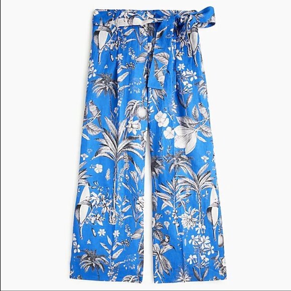 J.Crew size 2 blue Italian linen wide pants - Picture 2 of 8